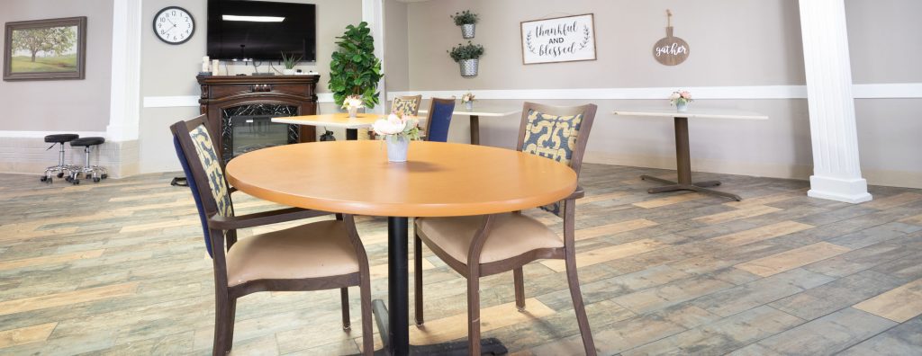Dining hall in a skilled nursing facility