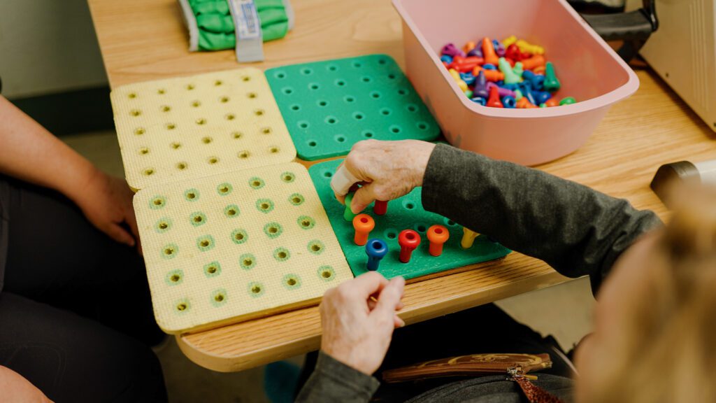 An activity for a memory care patient at a skilled nursing facility