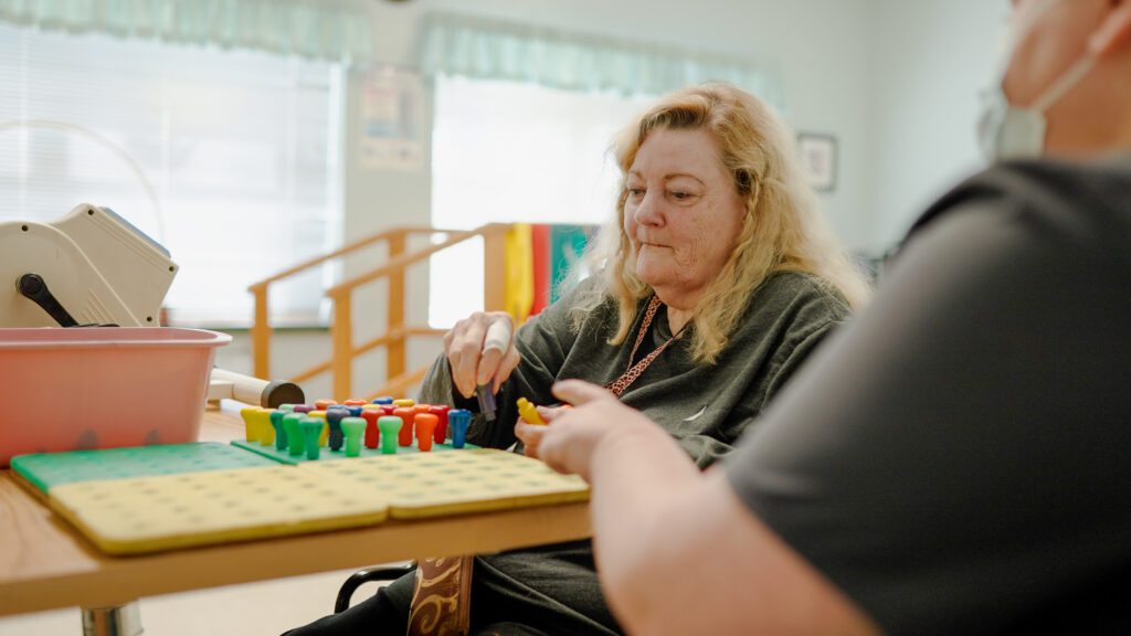 A woman at a short term care facility