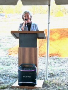 Bailey Creek Health and Rehab representative speaking at the groundbreaking event for the new facility.